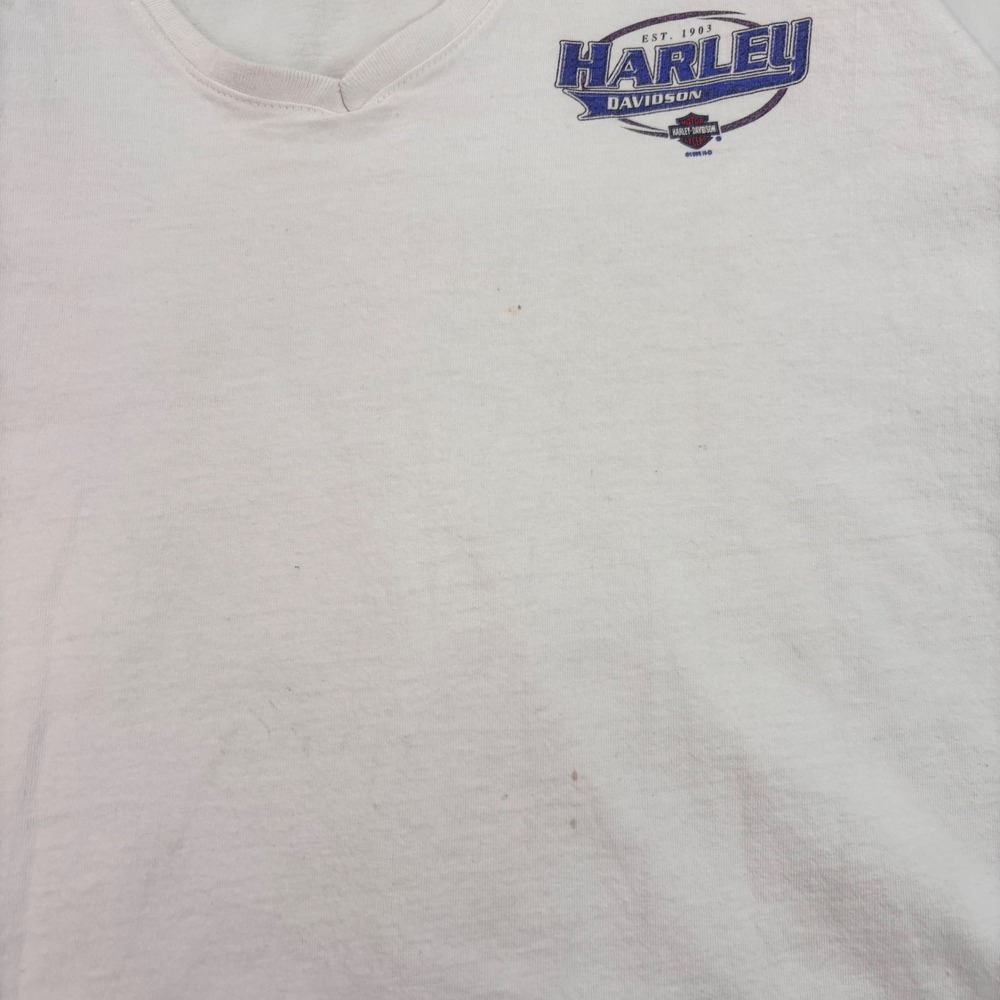 Vintage 1998 Harley Davidson T-Shirt Women's XL V-Neck Edison NJ White - Picture 2 of 9